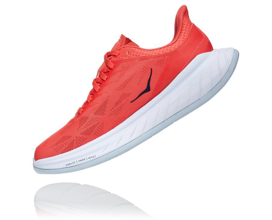 Tenis Hoka One One Feminino Vermelhas/Branco - Carbon X 2 - 715-YZIVWN